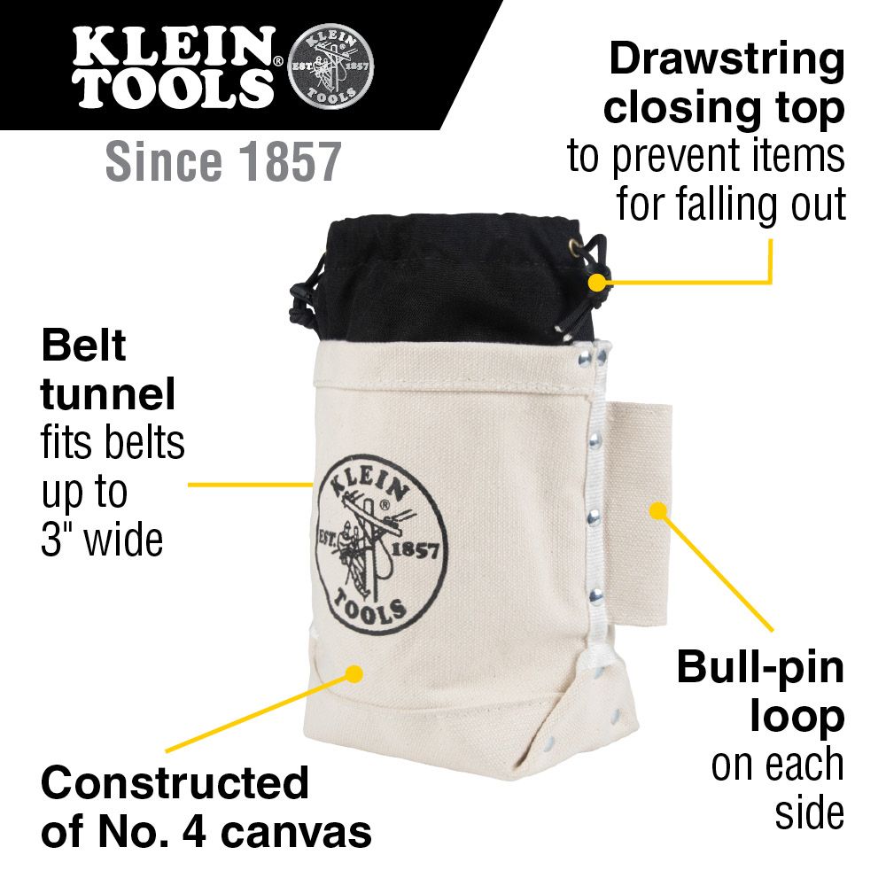 Tool Bag, Flame Resistant Bolt Bag, No. 4 Canvas, 5 x 10 x 9-Inch - 5416TFR  | Klein Tools