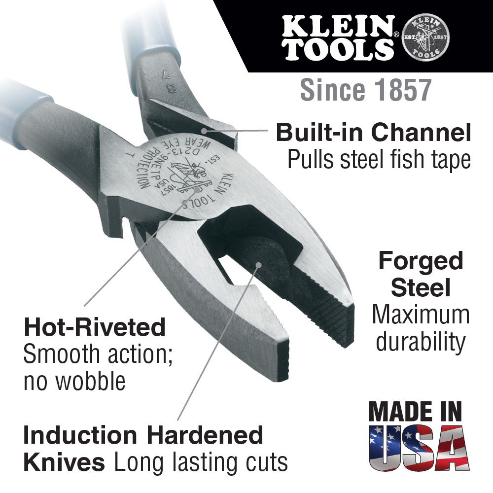 Klein Tools D203-8NCR Long Nose Side-Cutter Strip/Crimp Pliers, Induction  Hardened and Heavier For Increased Cutting Power, 8-Inch - Needle Nose  Pliers 