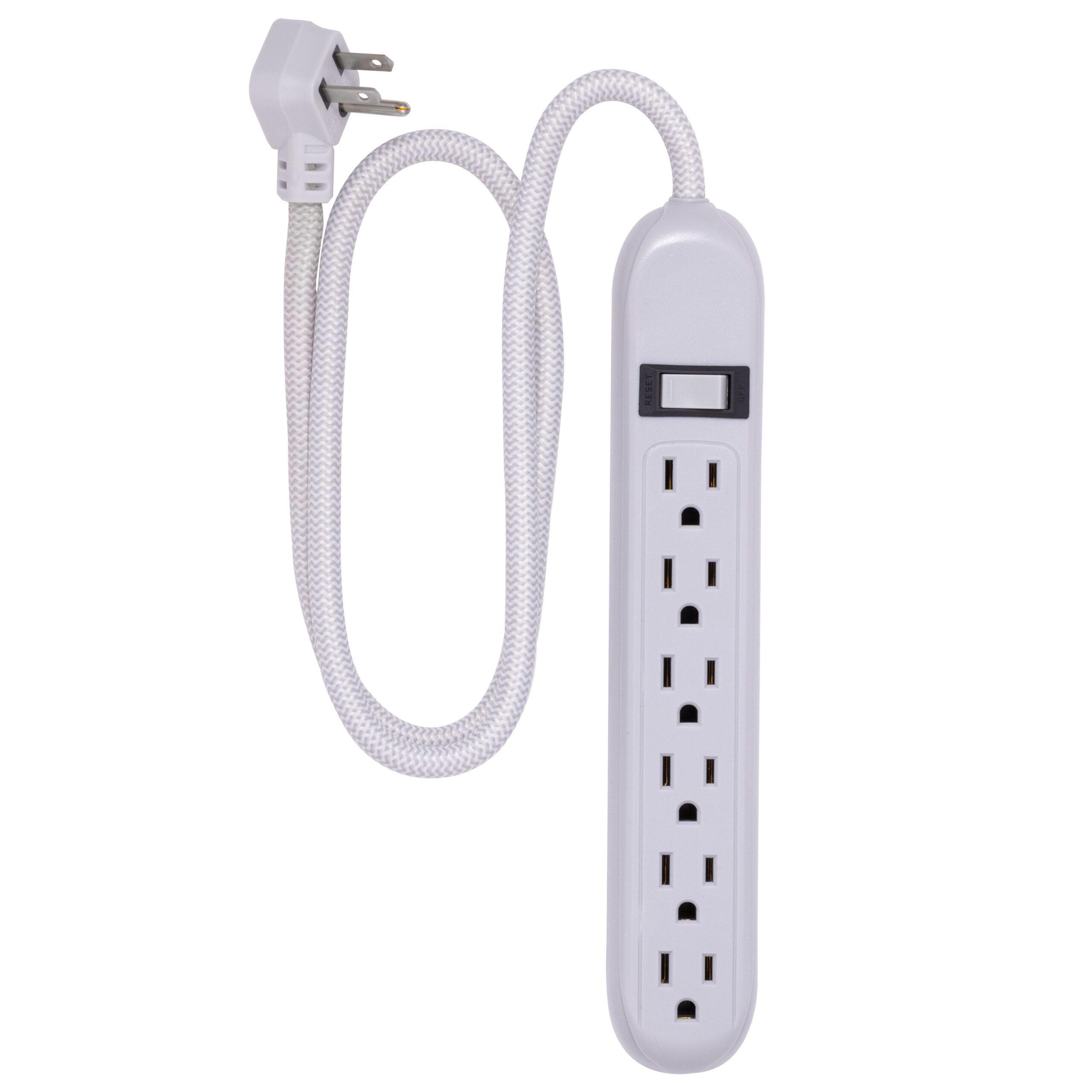 Cordinate 6-Outlet Grounded Surge Protector, 450J, 3ft Braided