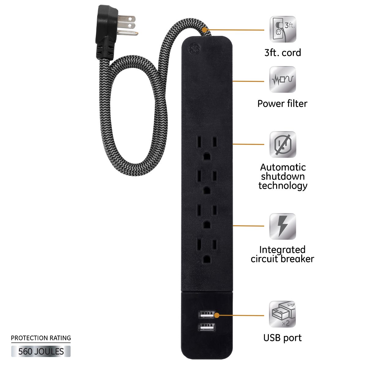 GE 4-Outlet Surge Protector with Wholesale Electric USA